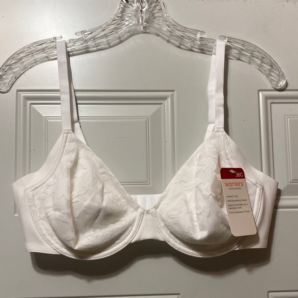 Warner's White‎ Lace Underwire Bra - 36C NWT